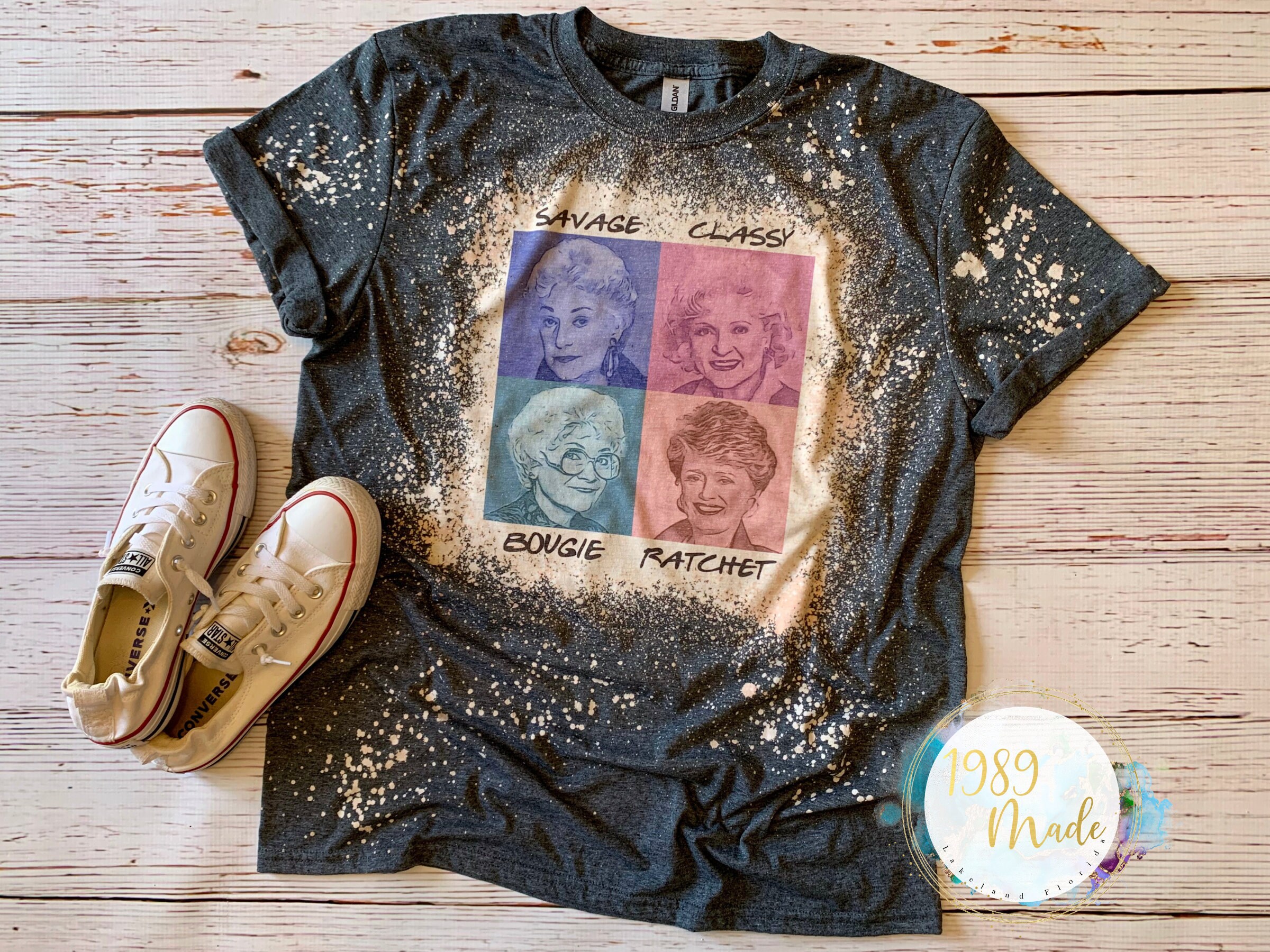Retro Golden Girls Bleach Dyed Sublimation Tee, Vintage Golden Girls …