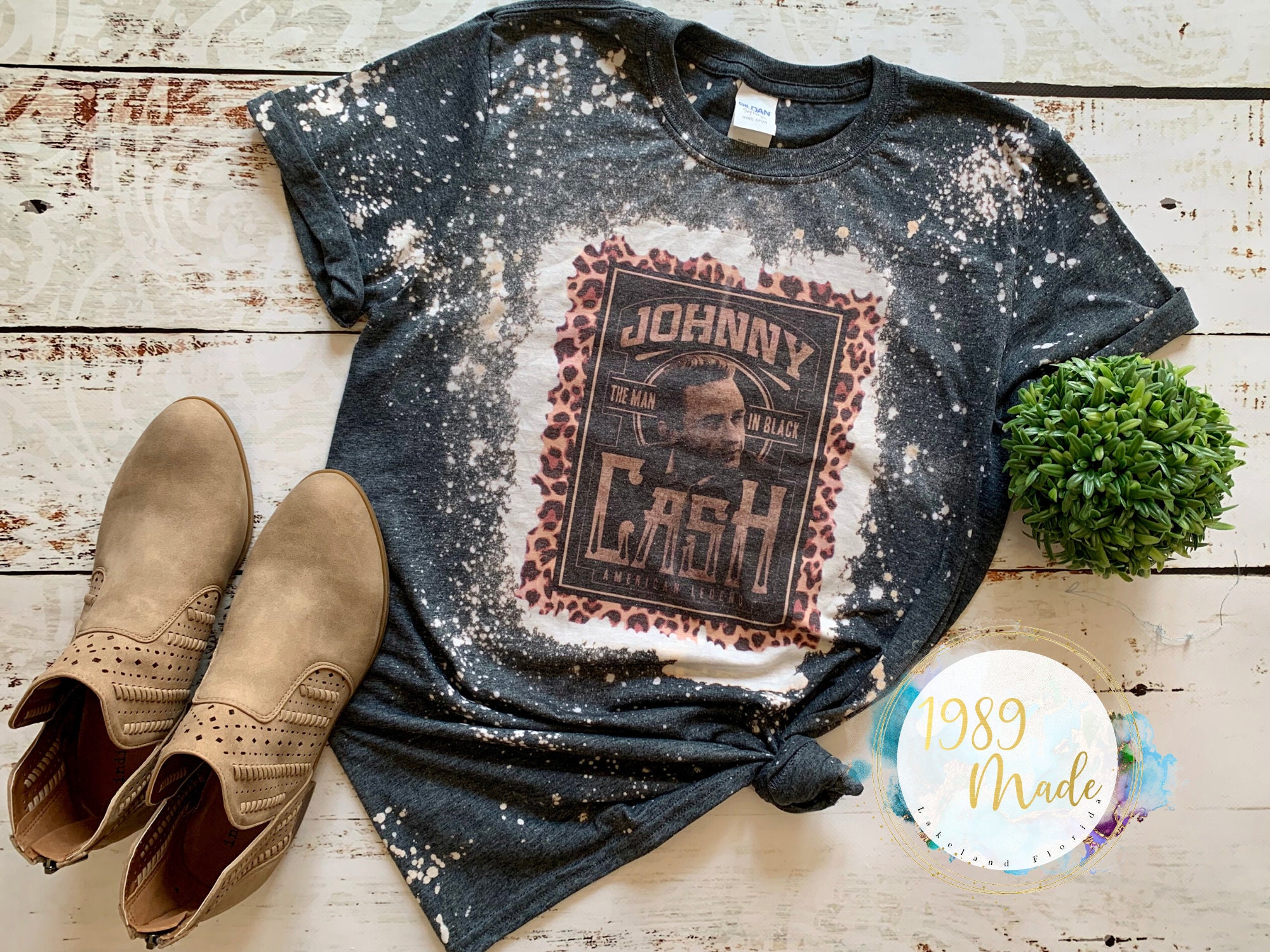 Johnny Cash vintage bleach dyed shirt