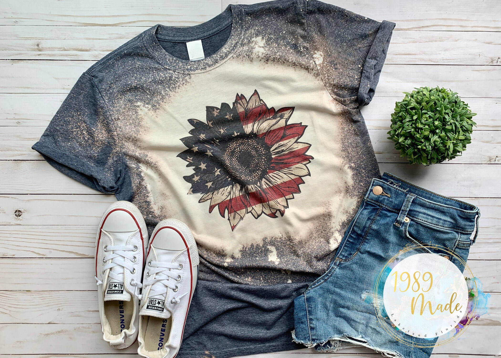 USA, Sunflower Shirt, American Flag Flower Shirt, 4th of July shirt