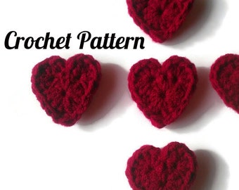 Crochet heart pattern, heart applique design, valentines day decoration,  scrapbook embellishment, flat back embellishment