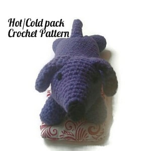 Modello di confezione di riso caldo freddo per cuccioli all'uncinetto, bassotto, cane amigurumi, cuscinetto riscaldante per microonde rimovibile, terapia del calore, cucciolo Boo Boo