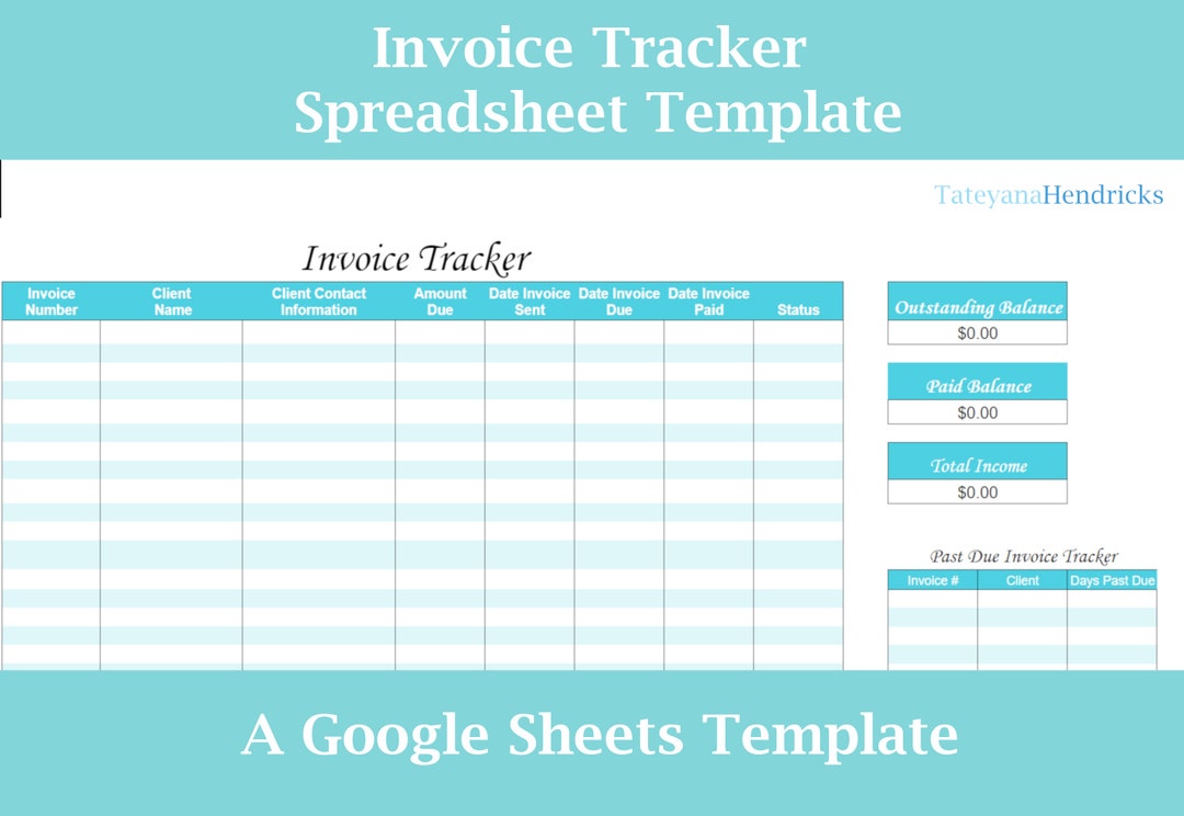 Invoice Tracker Spreadsheet Template Google Sheets Download Etsy
