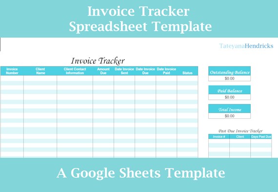Invoice Tracker Spreadsheet Template Google Sheets Download Etsy