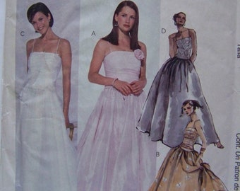 1990s McCall's 2523 EVENING ELEGANCE Shirred bodice GOWN Pattern sz 4-6-8 UNcut