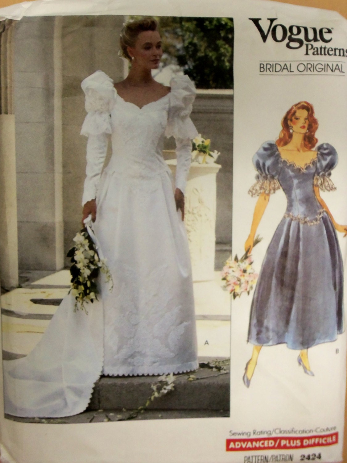 Vintage 1990 Vogue BRIDAL ORIGINAL Wedding Gown Pattern sz | Etsy
