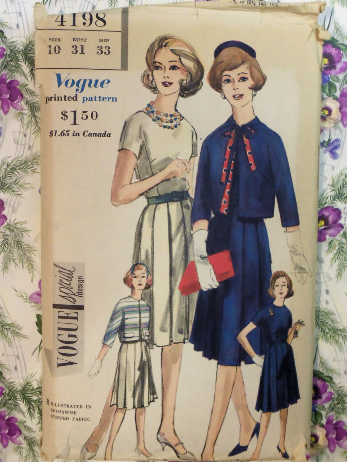 Vintage 1970/'s Uncut and unused Vogue Fabric Flower Pattern