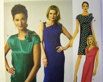 UNCUT 2012 Easy Butterick B5784 One-Piece PULLOVER DRESS & Top Pattern szs 4- 6-8-10-12-14