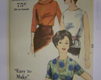 Vintage 1960s Vogue 5211 Princess Seam BLOUSE Pattern sz 14 bust 34 UNCUT