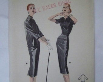 Vintage 1950s Butterick 7546 Misses DRESS & JACKET Pattern sz 12 UNcut