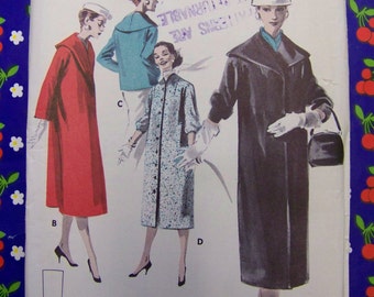 FABULOUS Vintage Quick & Easy 1950s Butterick 7924 Slim COAT Pattern sz 12 UNused