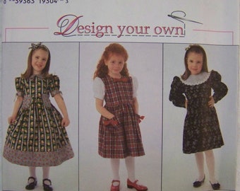 Vtg UNCUT 1990s semplicità 7286 ragazze abito modello sz 3-4-5-6