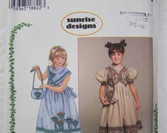 Vtg UNCUT 1990s semplicità 7087 Alba disegni ragazze Dress & borsa modello szs 5-6-6 x