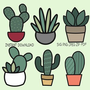Cactus Plant SVG Bundle, Cactus SVG, Planter SVG, Plant Cut File, Cactus Cut File, Cricut, Silhouette, Greenery, Nursery, Cute, Plant, Green