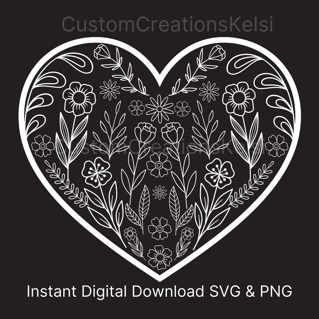 Flower Heart SVG Design, Cut File, Heart SVG for Cricut, Trending Svg ...