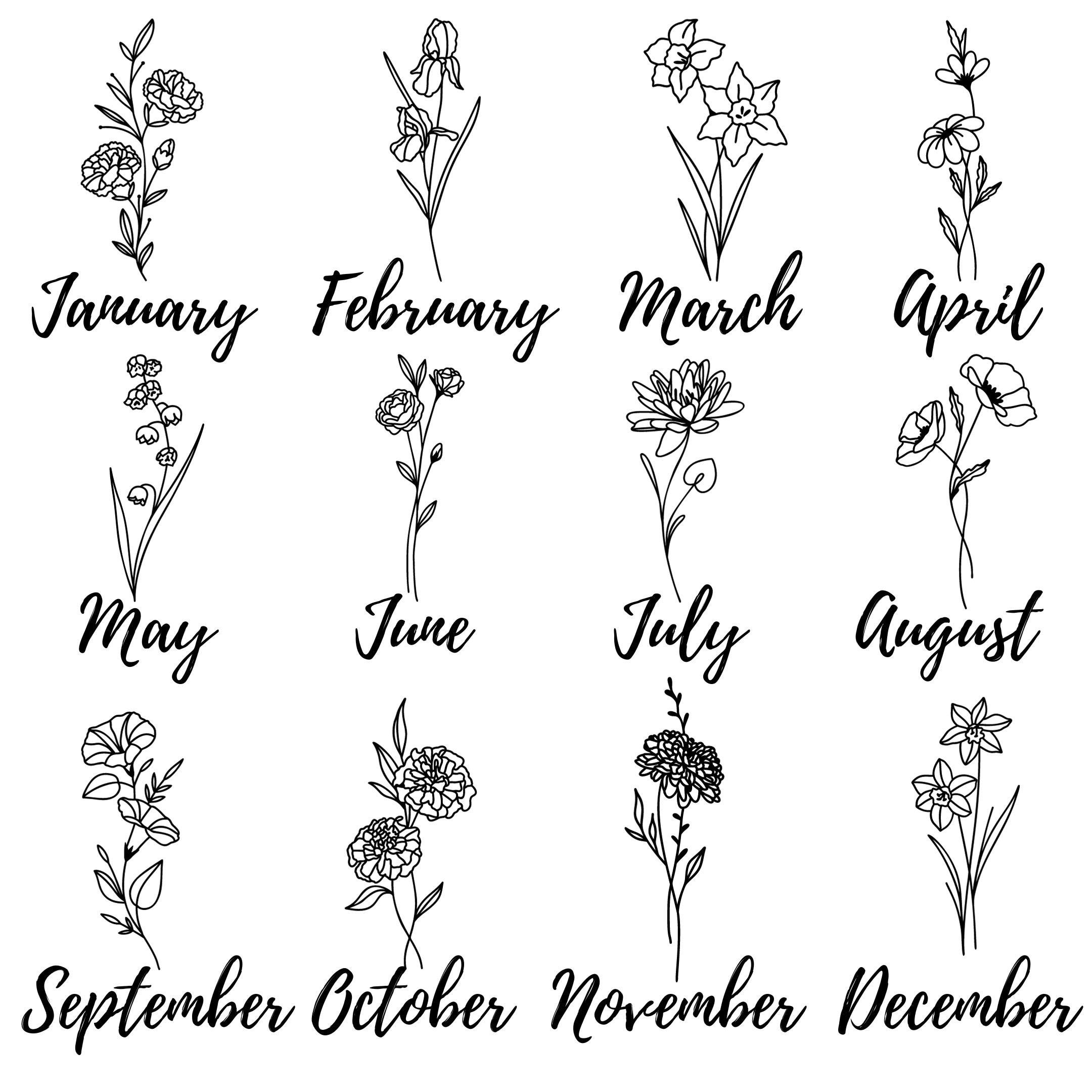 July & November Birth Flower Tattoo Ideas