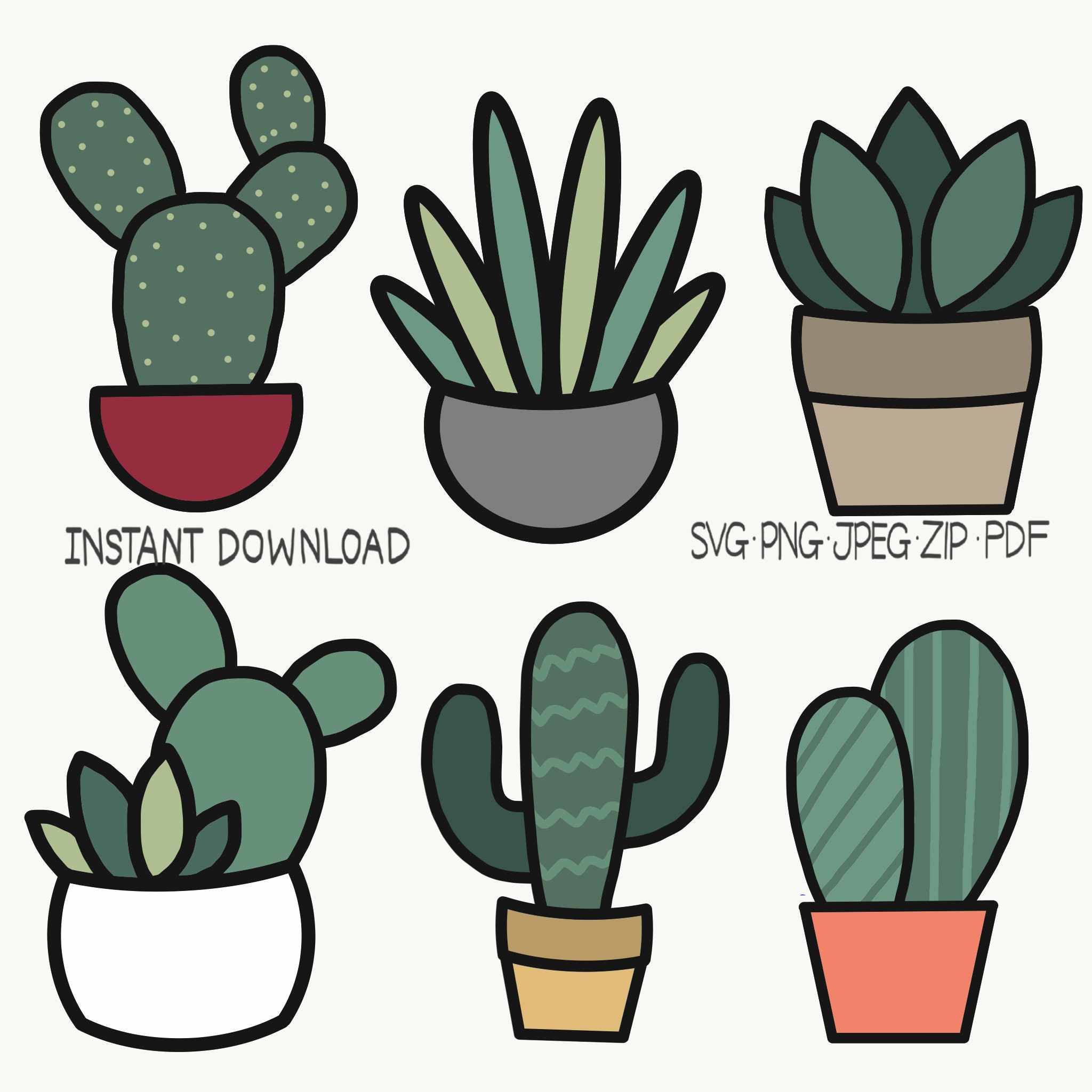 Cactus Plant SVG Bundle Cactus SVG Planter SVG Plant Cut | Etsy Canada