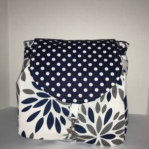 Mini mochila/cartera azul marino y gris