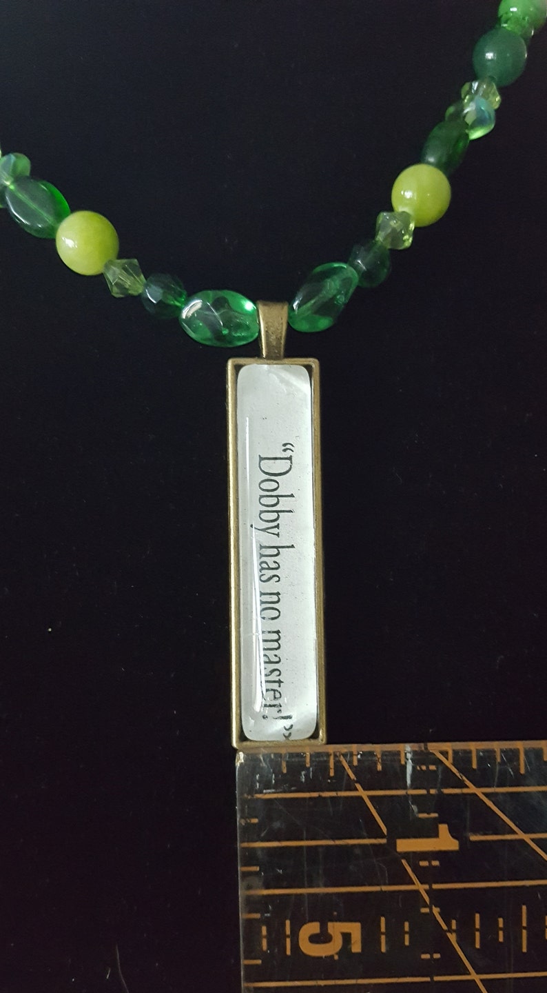 upcycled Choker Necklace with quote from Harry Potter and the Deathly Hallows Dobby Has No Master