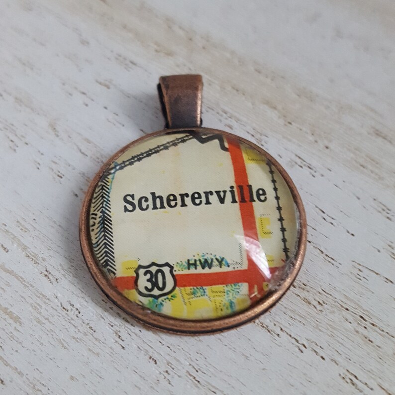 Schererville Indiana Map Pendant Etsy