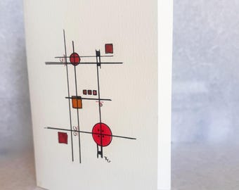 Original Art Greeting Card | Geometric Ink & Watercolor | Blank Inside