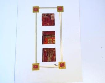 Red and Gold Greeting Card: Handmade Collage Card, Blank Inside (5x7)