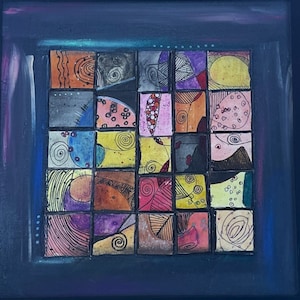 Mixed Media Abstract Collage Grid