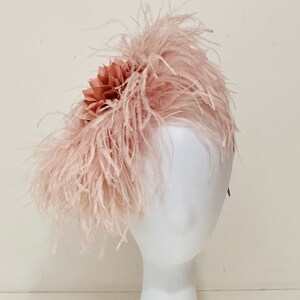 Feather  Fascinator Headband, Dusty  Rose Feather Headband