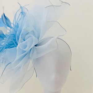 Light Blue Pink Ivory Derby Fascinator Hat, Big Kentucky Derby Fascinator Hat, Powder Blue Fascinator Hat, Church Wedding  Fascinator Hat