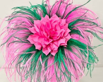 Bright Pink Green Kentucky Derby Fascinate Hat, Custom Kentucky Derby Fascinator Headband, Navy Pink Orange Green Let me Customize yours!!