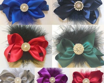 hair bow satin holiday bridal pearl