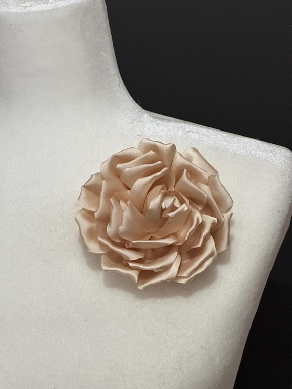 Satin Flower Pin,Ivory Red Wine Flower Pin,Statement Boutonniere,Flower Corsage Pin, Ivory, Pink Flower Pin, Red Satin Christmas Brooch Clip