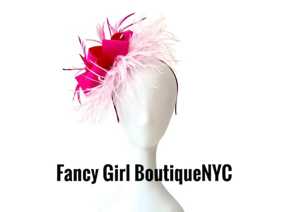 Hot Pink Fascinator Hat, Pink Kentucky Derby Fascinator Hat, Church Hat,Garden Tea Party Hat, Dusty Rose, Blue, Emerald, Red, White Fasinate