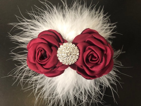 Burgundy Hair Clip, Wine Hair Bows,Flower Girl Hair Clip, Wedding Flower Clip,Red Wine Hair Clip,Maroon Hair Clip, Flower Girl Headband