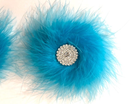 Dance Costume Hair clips, Crystal Feather Clips,Hot Pink, Pink, White,Purple, Turquoise,Black Marabou Feather Hair Clip for girls