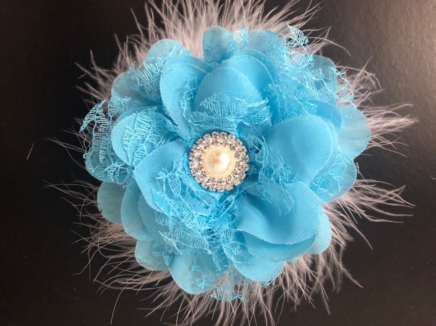 School Blue Hair Clip Blue Floral Clip Baby Blue Floral Clip