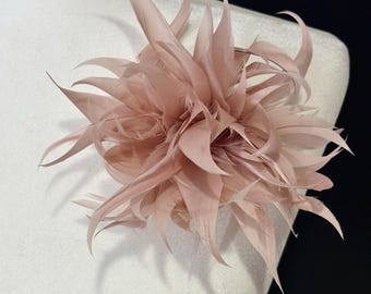 Dusty Rose Feather Pin, Feather Brooch Pin, Mauve Pink Feather Brooch Pin, Turkey Feather Pin, Custom  3D Feather Pin, Pink, Pale Pink Pin