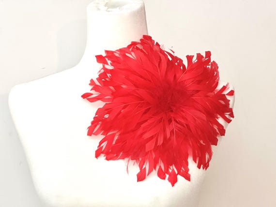 Red Feather Brooch Crosage Pin, 3D Hand cut Geometric Feather Pin,Large Red Brooch Pin