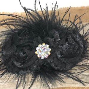 Black Feather Clip, Dance Costume Hairpiece, Feather Hair Clips, Black Glitter Clip, Black Feather Clip, All colors Feather Hair Clips
