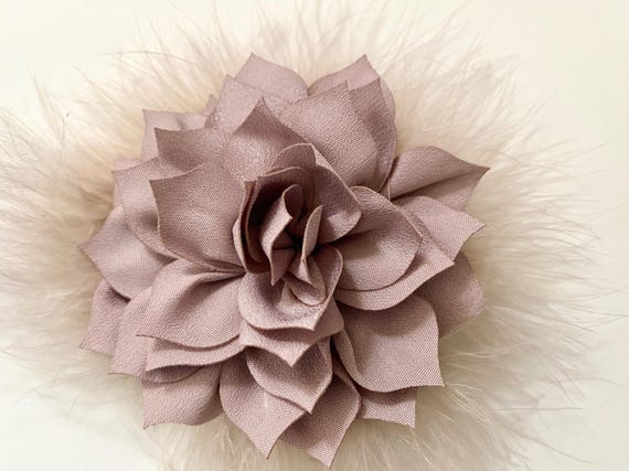 Taupe Mauve Flower Brooch Pin, Flower Brooch, All colors, Dusty Rose, Blush, Green, Pink, Black Flower, Custom Feather Flower Brooch or Clip