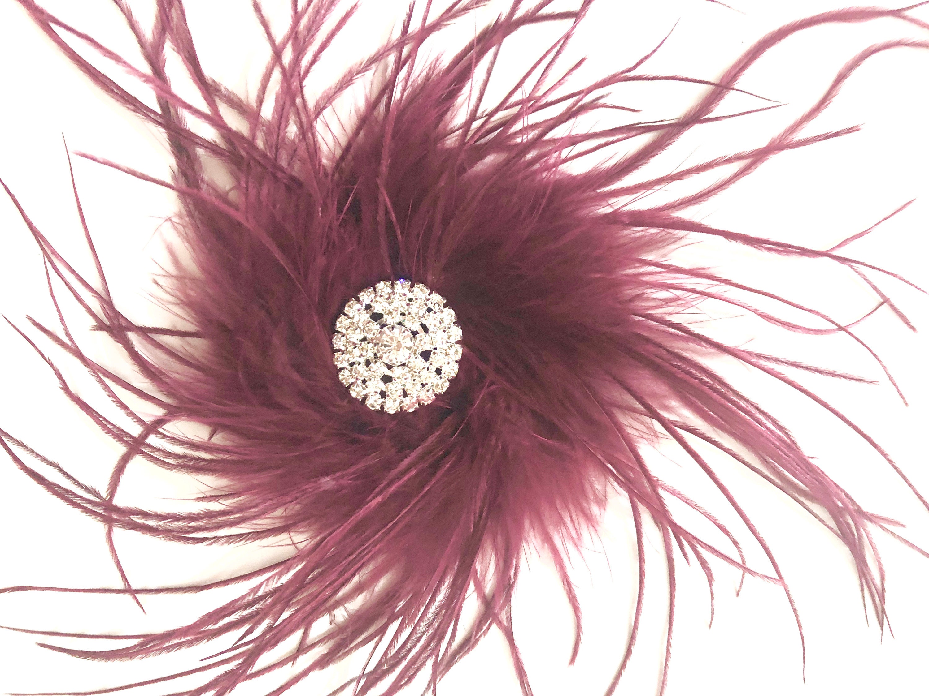 Burgundy Feather Clip Dance Costume Hair Clips Burgundy