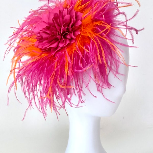 Pink Orange Kentucky Derby Fascinator Headband Hat, Bright Pink Green Derby Hat Fascinator Headband, Let me Customize your Fascinator !