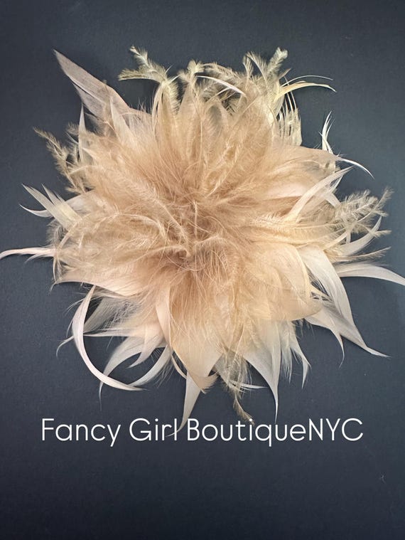 Beige Feather Brooch Pin, Ostrich Feather Brooch Pin,Burgundy Feather Corsage Pin, Dark Green, Dusty Rose Feather Pin, Oversized Feather pin
