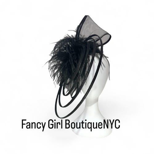 Black Feather Bow Fascinator Hat, Modern Chic Kentucky Derby  display picture 1