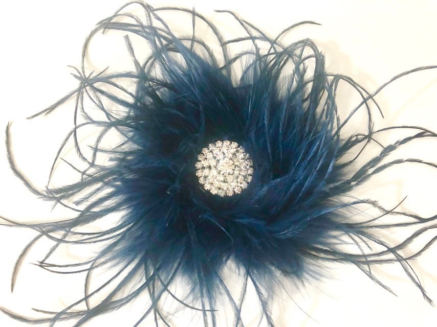 Blue Feather Clip Blue Fascinate Wedding Fascinator Navy Hair