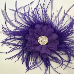 Purple Fascinator Purple Feather Hairpiece, Plum Deep Purple Wedding Headpiece, Bridal Feather Hairpiece, Mother of the Bride Hairpiece