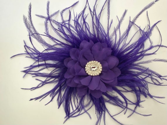 Purple Fascinator Purple Feather Hairpiece, Plum Deep Purple Wedding Headpiece, Bridal Feather Hairpiece, Mother of the Bride Hairpiece