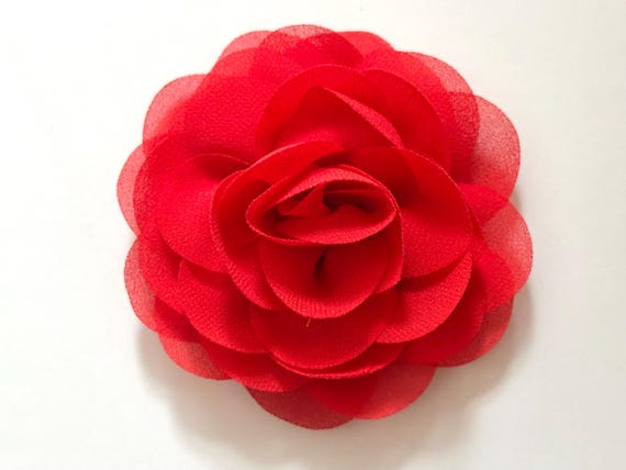 Christmas Flower Clip Red Chiffon Flower Clips, Wine,Teal,Silver Gray,Ivory,White, Navy,Pink Purple Wedding Bridal Flower Chiffon hair Clips