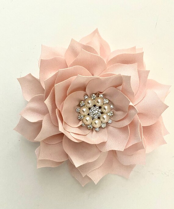 Blush Pink Flower Clip, Blush Hairpiece, Crystal Flower Clip, Flower Brooch, Champagne Beige, Dusty Rose, White Wedding Bridal Hair Clips