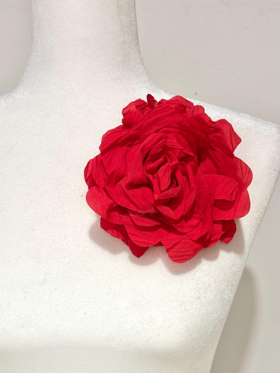 Big Flower Pin, Red Flower Pin, Fuchsia Pink Flower Brooch Pin, Statement Boutonniere, Flower Corsage Pin, Green Flower Pin, Christmas Pin