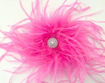 Hot Pink Feather Clip, Pink Hot Pink Feather Clip, Black Feather White Feather Red Feather Dance Costume Headpieces, Feather Hair Clips